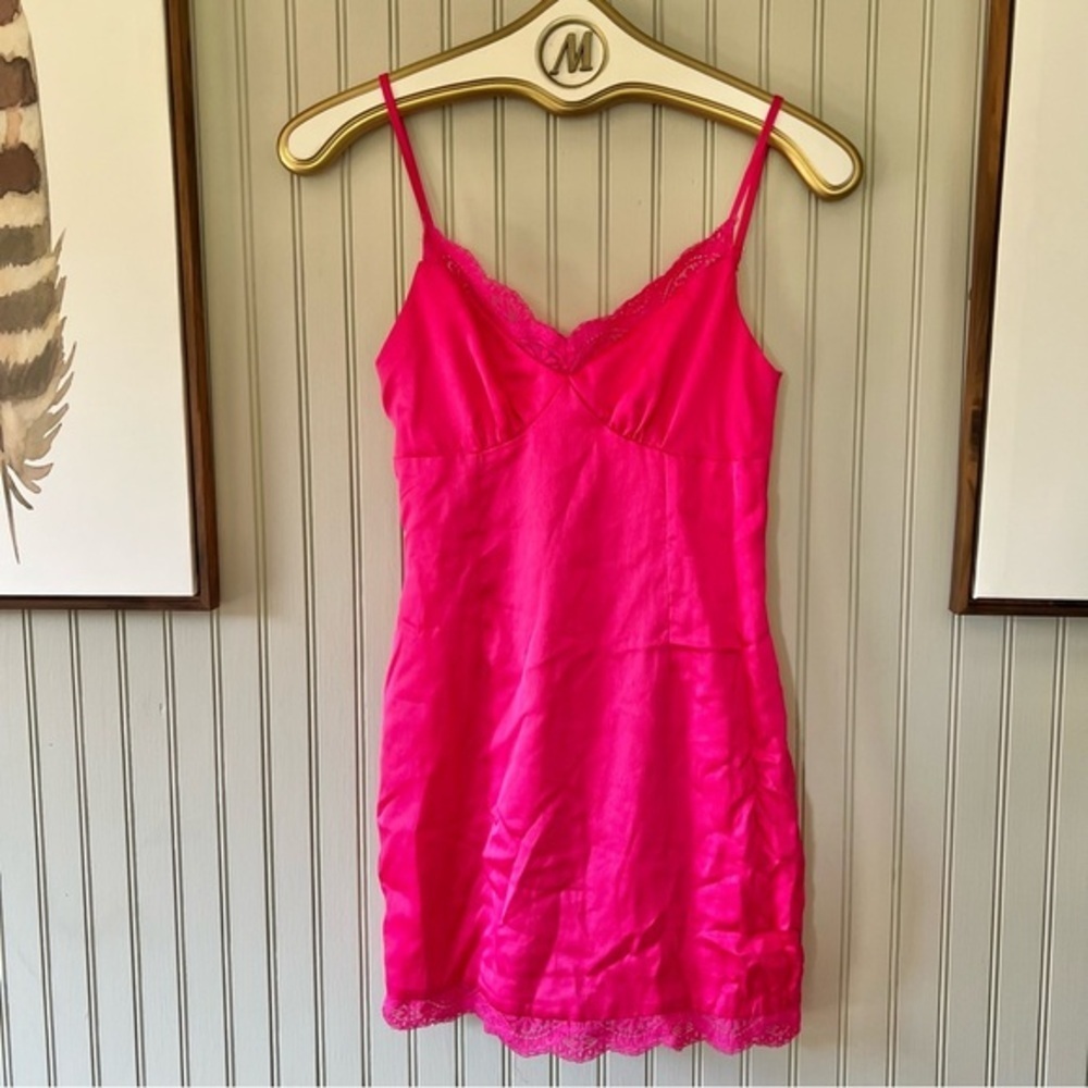 Princess Poly Hot Pink Bodycon Satin and Lace Mini Dress